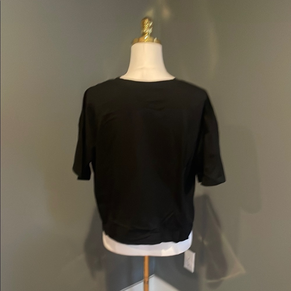 Black Crop Top with Red Sequin Design - Picture 3 of 6